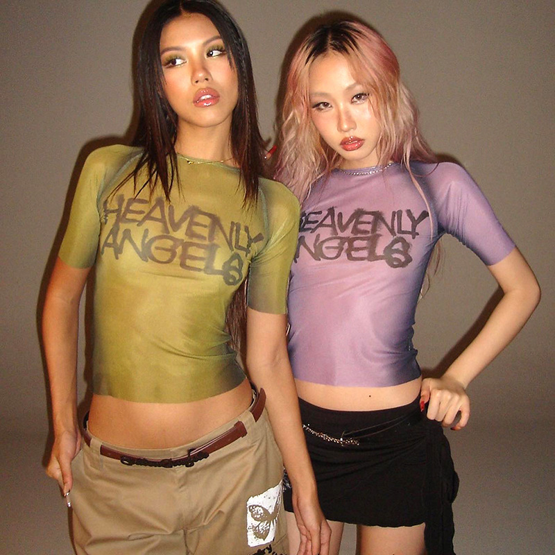 Summer De Clothing - Y2K lettre impression haut voir à