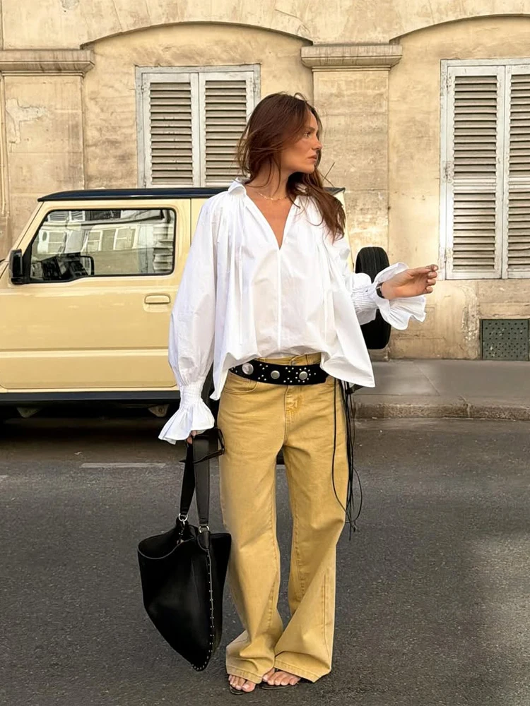 Tie Front Shirt - Chemisier blanc pour femme à col