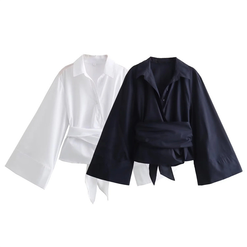 Tie Front Shirt - Chemisiers kimono à manches longues pour