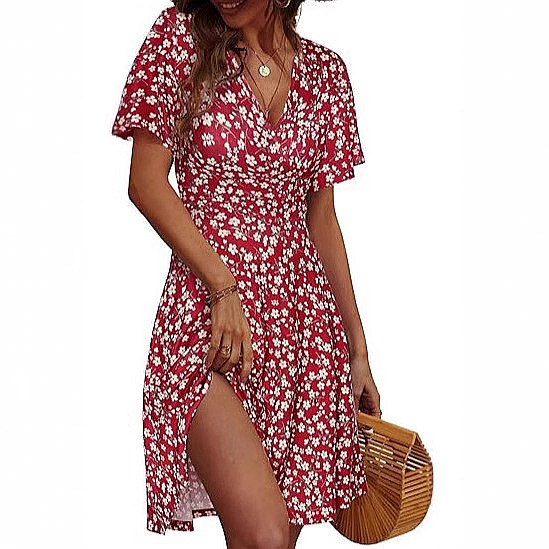 Sundress Midi Floral - Robe mi-longue d'été sans manches à