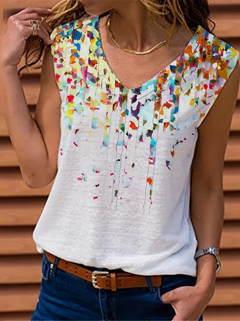 Summer Clothing Plus - Haut à col en V imprimé