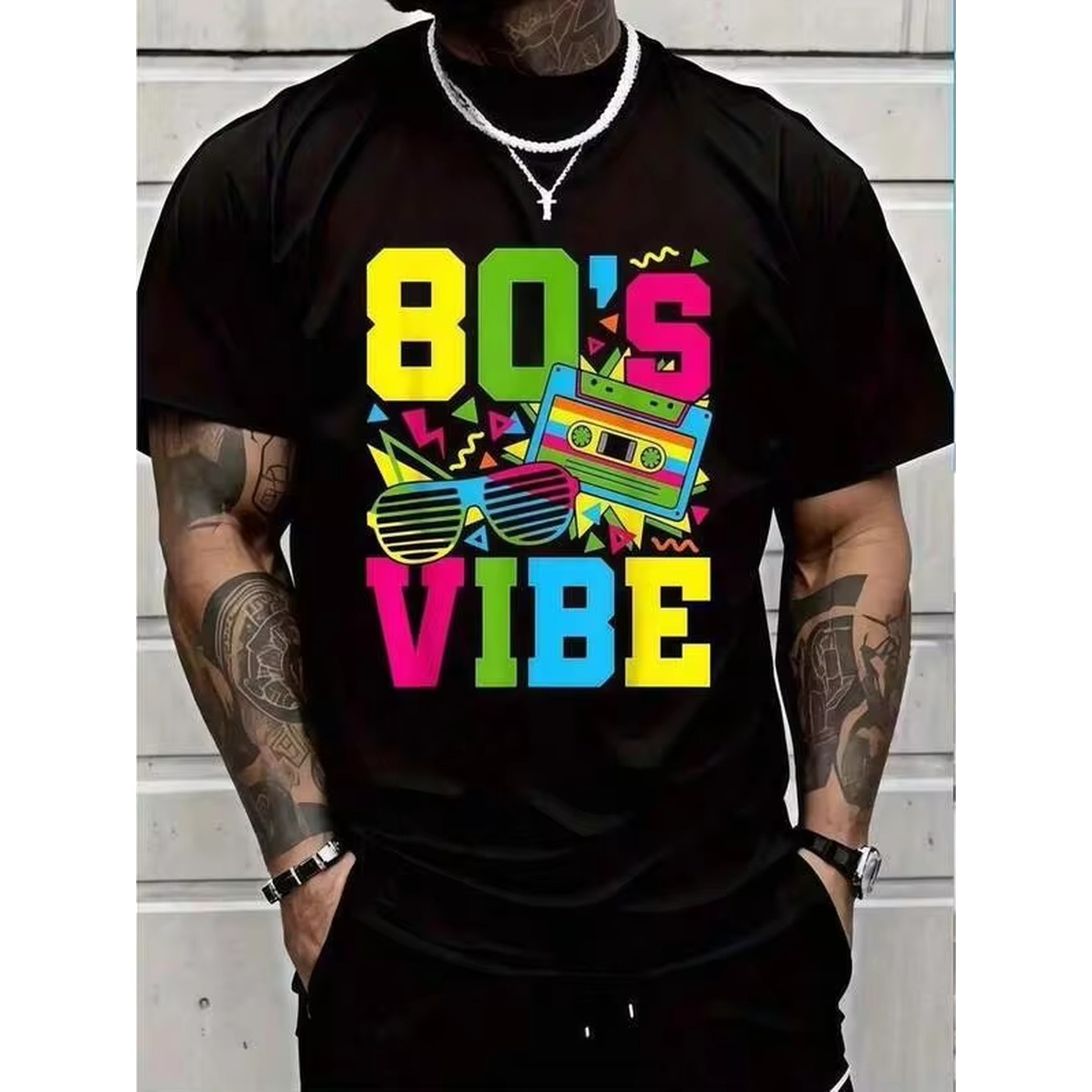 Summer Clothing Plus - 1 t-shirt noir imprimé rétro style