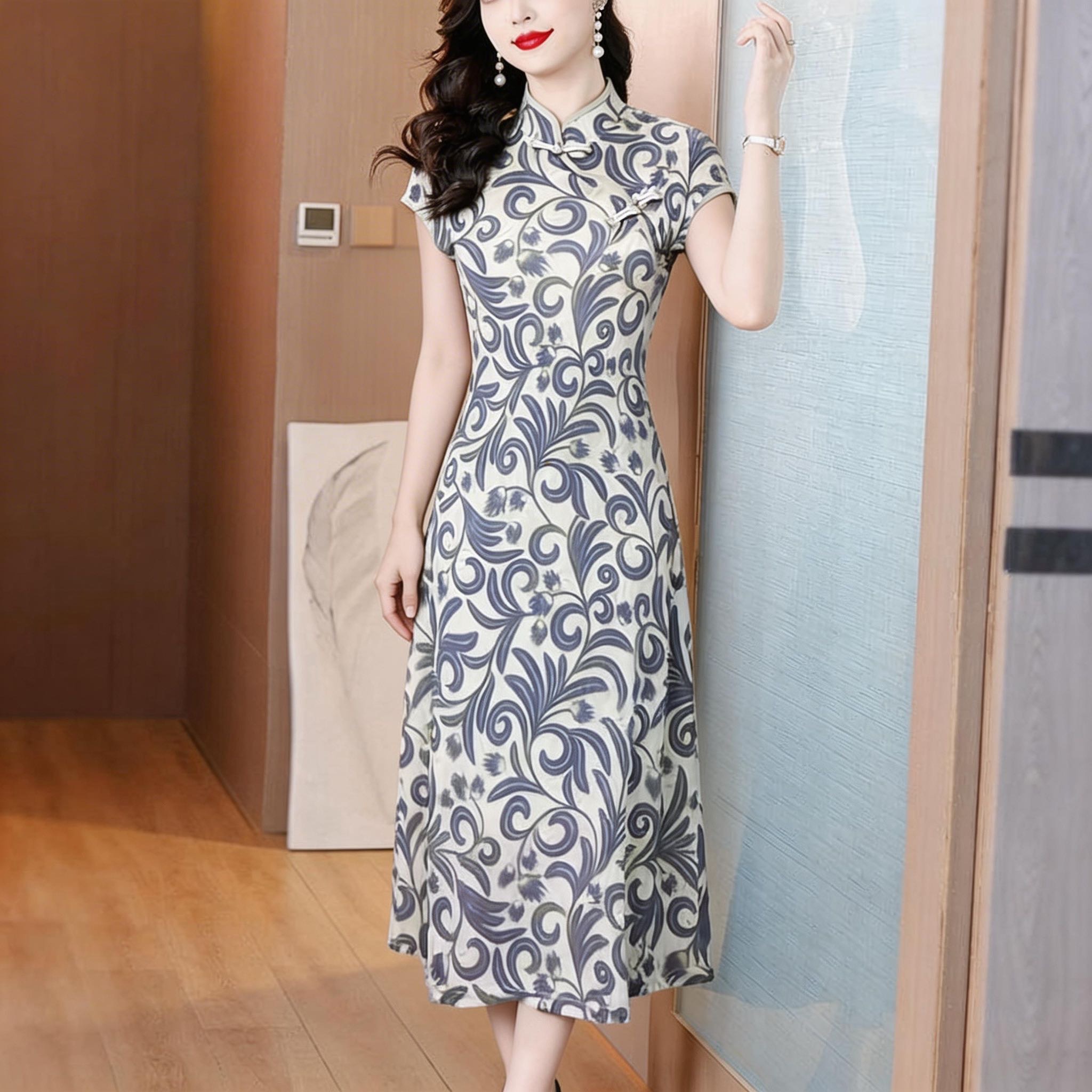 Sundress Midi Floral - Robes Midi en Soie Glacée à