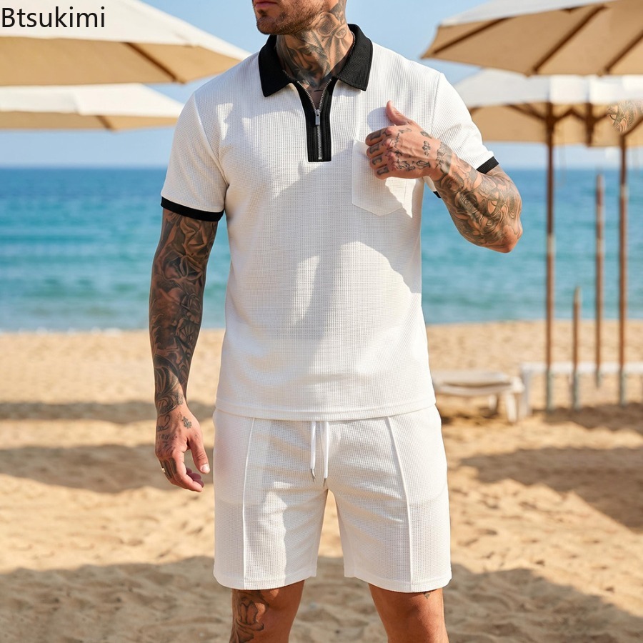 Summer Clothing Vacation - Ensemble Polo à Col Waffle et