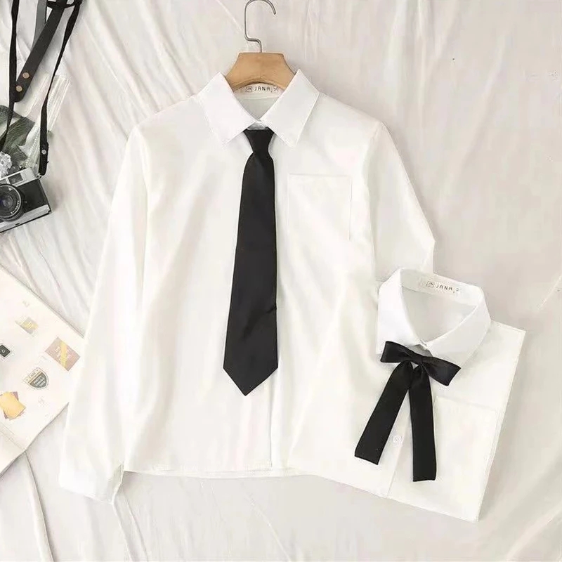 Tie Front Shirt - Chemises d'école blanches pour femmes, mode