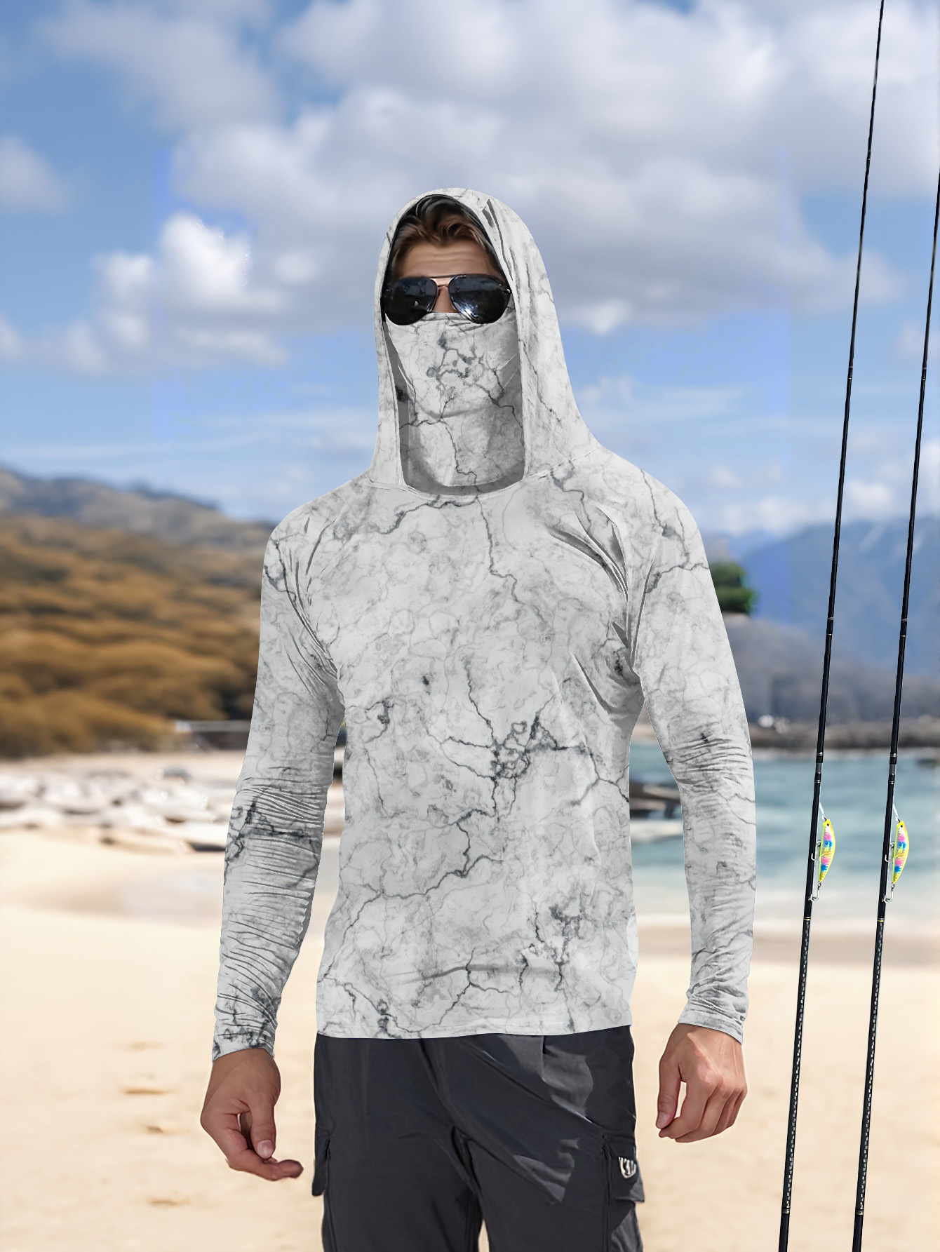 Summer Clothing Tops - T-shirt de pêche à capuche pour