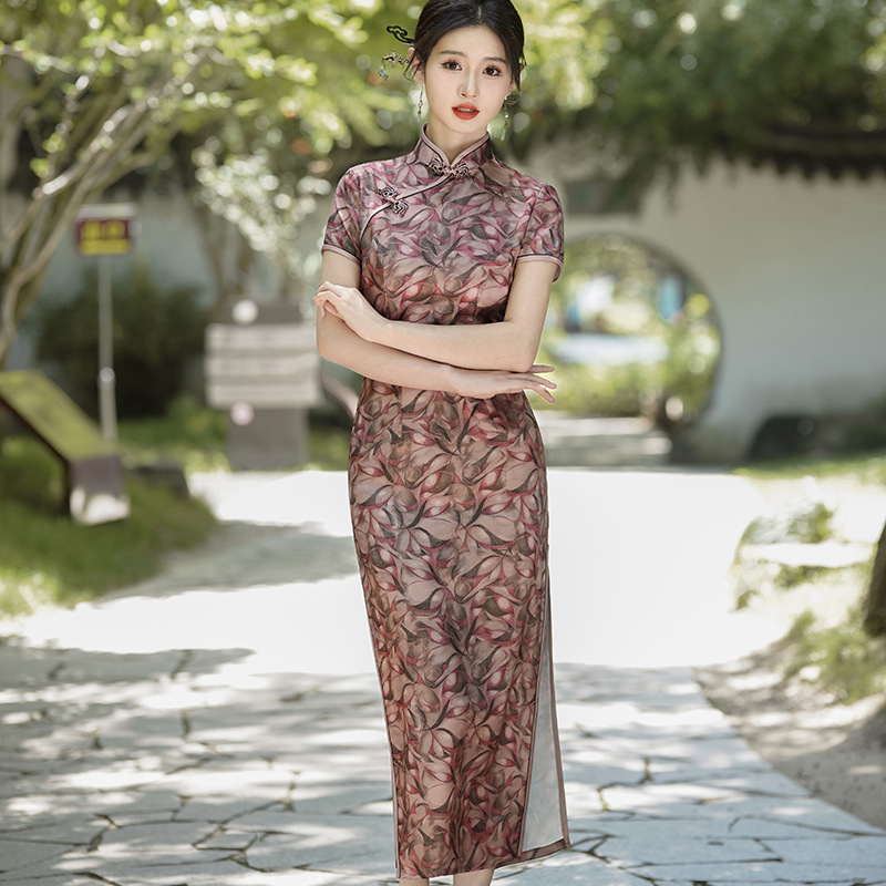 Summer Evenings Clothing - Yourqipao 2025 été Cheongsam jupe longue