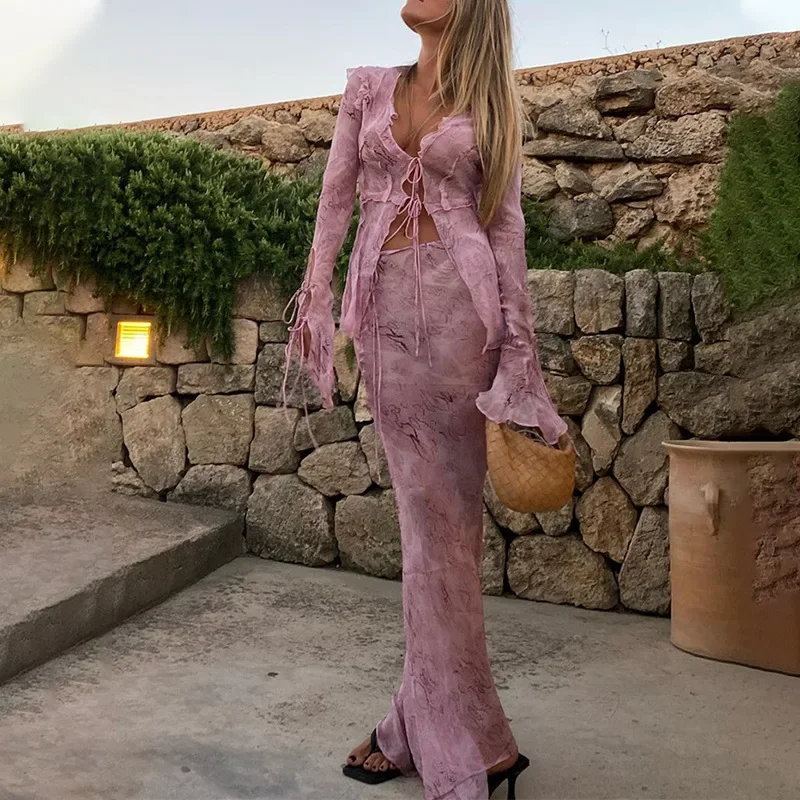 Tie Front Shirt - Tenues de plage Y2K Fairy Grunge,