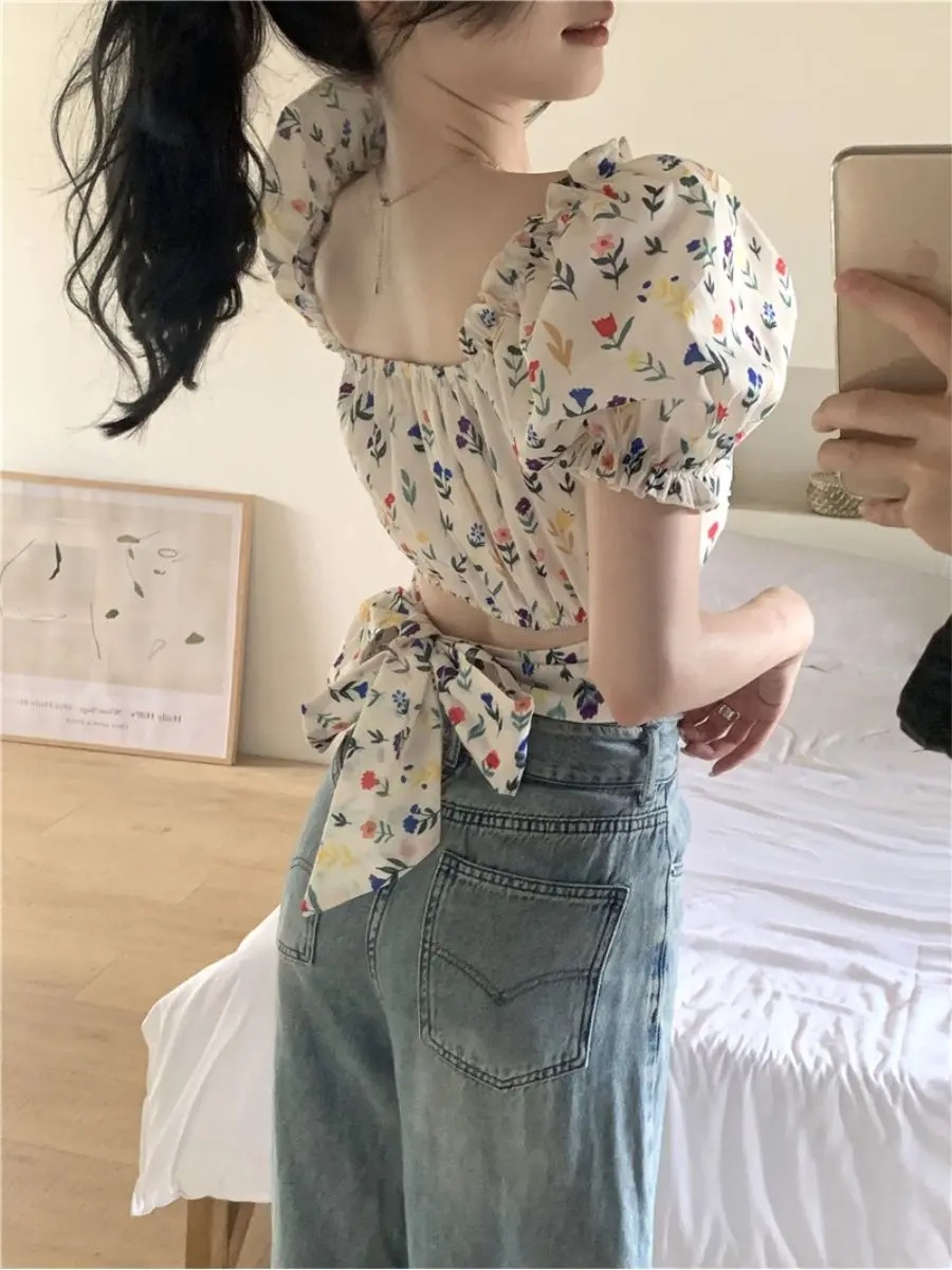Blouses pour femmes à imprimé  - Crop Blouse Linen avis et prix