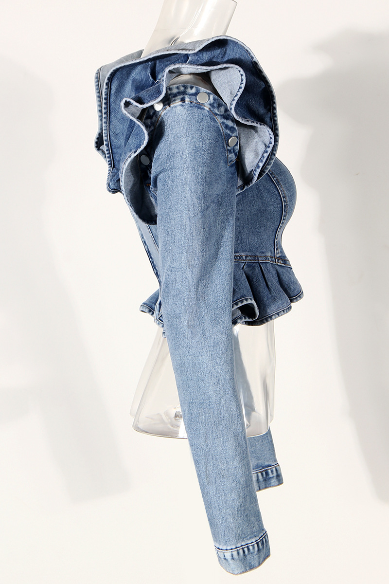 Haut en jean à volants et manc - Crop Blouse Linen avis et prix