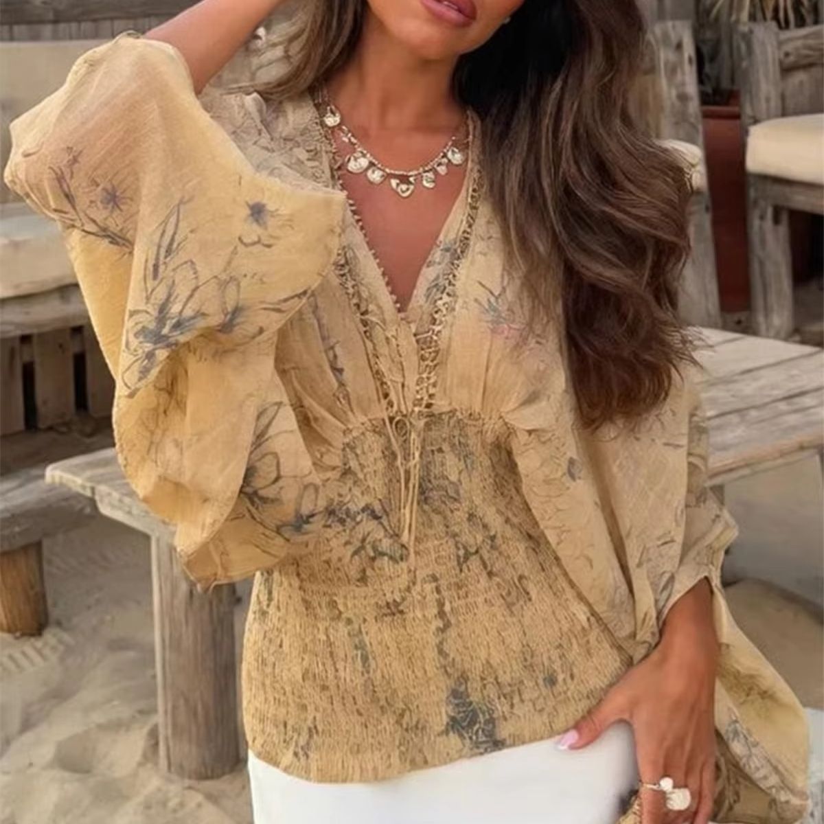 Chemisier imprimé vintage à co - Summer Clothing Resort avis et prix