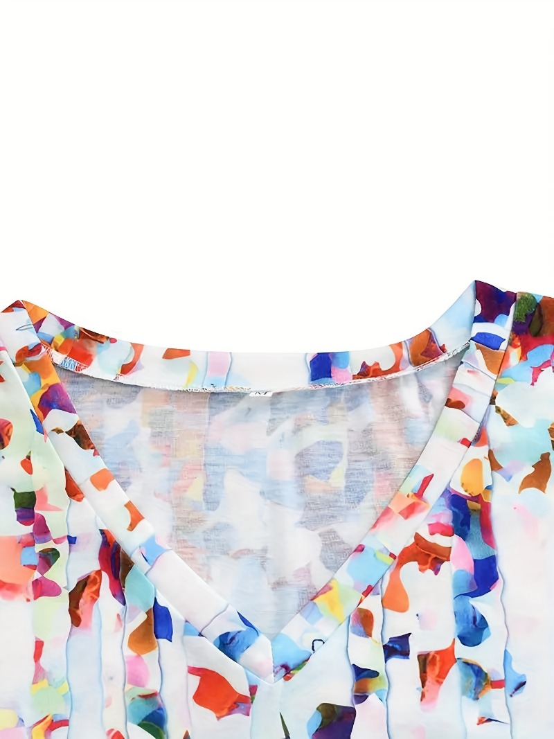 Haut à col en V imprimé fleuri - Summer Clothing Plus avis et prix