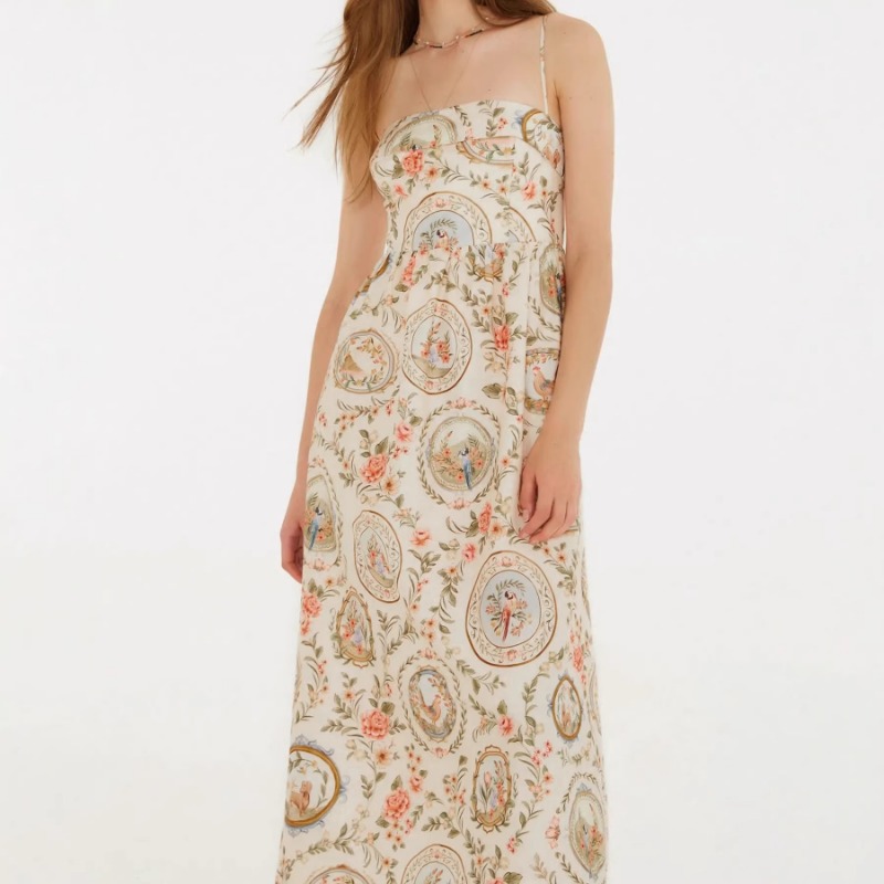 Robe midi à bretelles spaghett - Sundress Midi Floral avis et prix