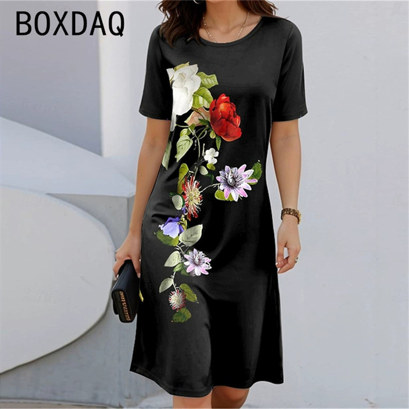 Style bohème à manches courtes - Sundress Midi Floral avis et prix