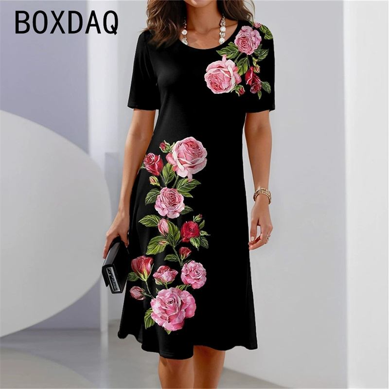Style bohème à manches courtes - Sundress Midi Floral avis et prix