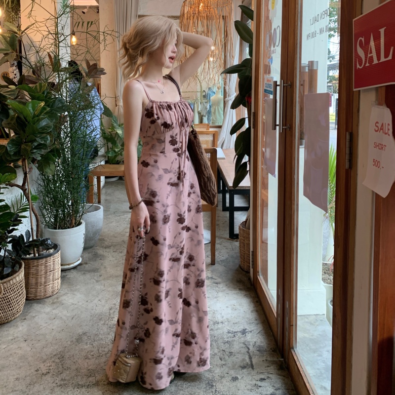 Nouvelle Robe Longue Rose Tie- - Summer Clothing Resort avis et prix