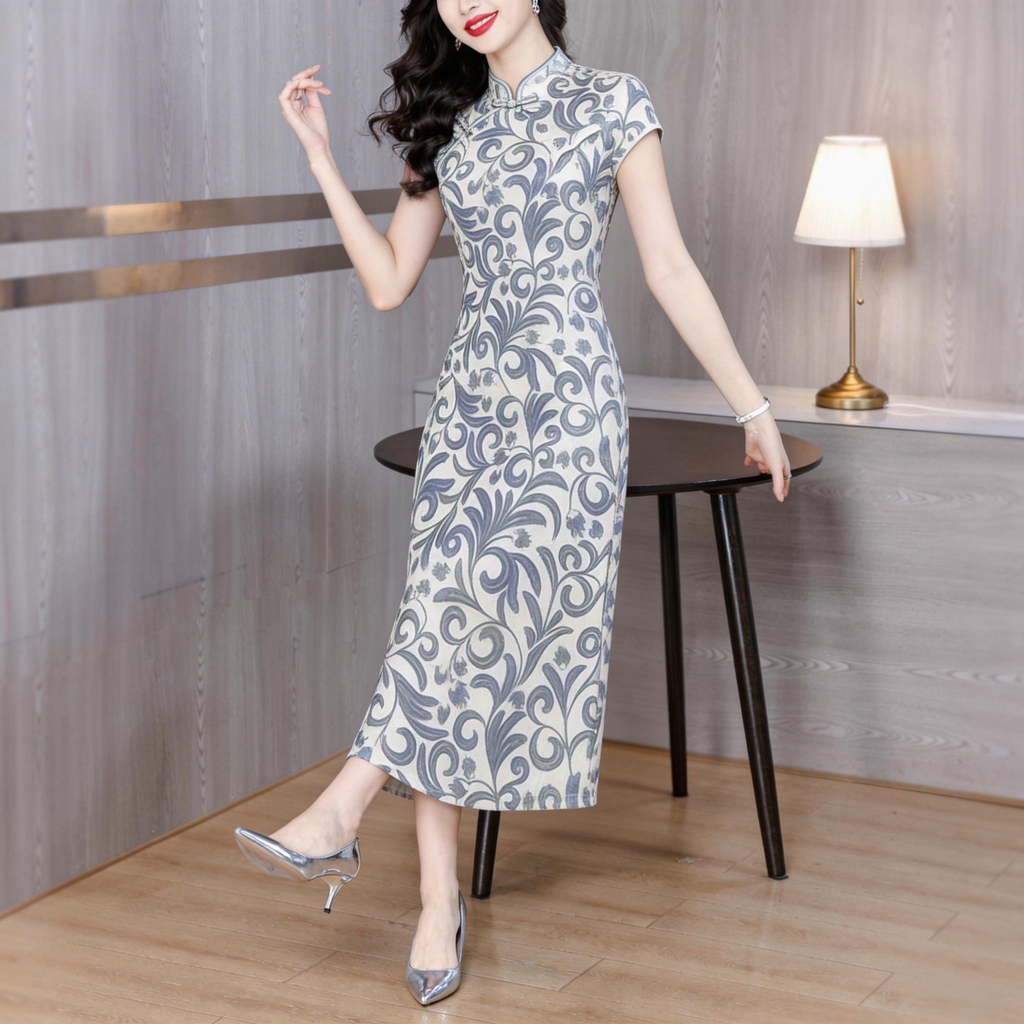 Robes Midi en Soie Glacée à Mo - Sundress Midi Floral avis et prix