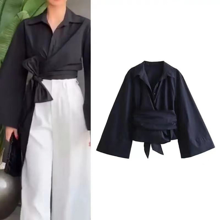 Chemise en popeline à double b - Tie Front Shirt avis et prix
