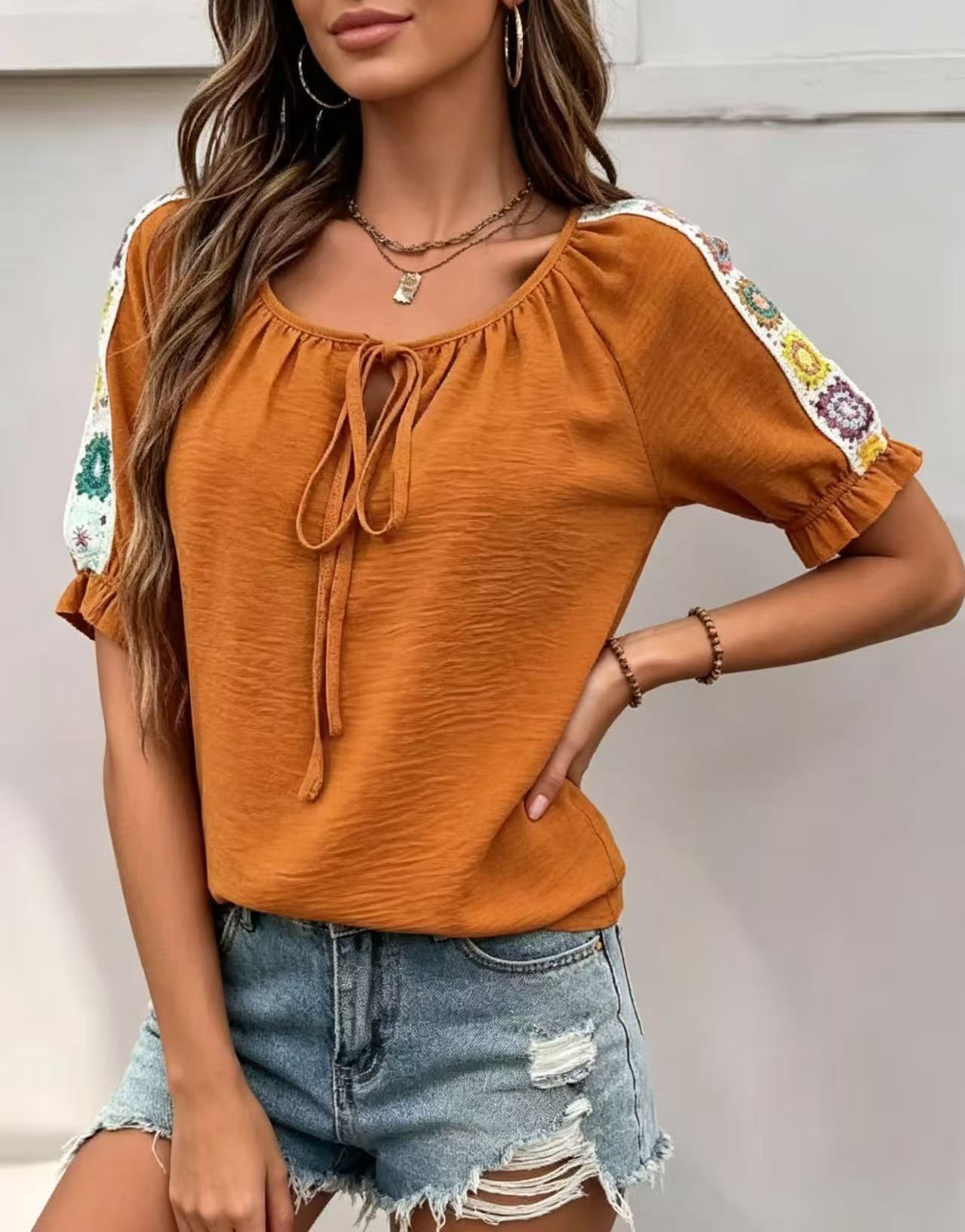 Chemisier Bohème Femme à Nœud  - Tie Front Shirt avis et prix