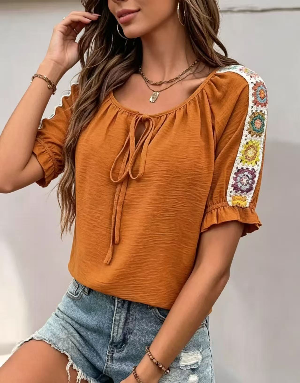 Chemisier Bohème Femme à Nœud  - Tie Front Shirt avis et prix