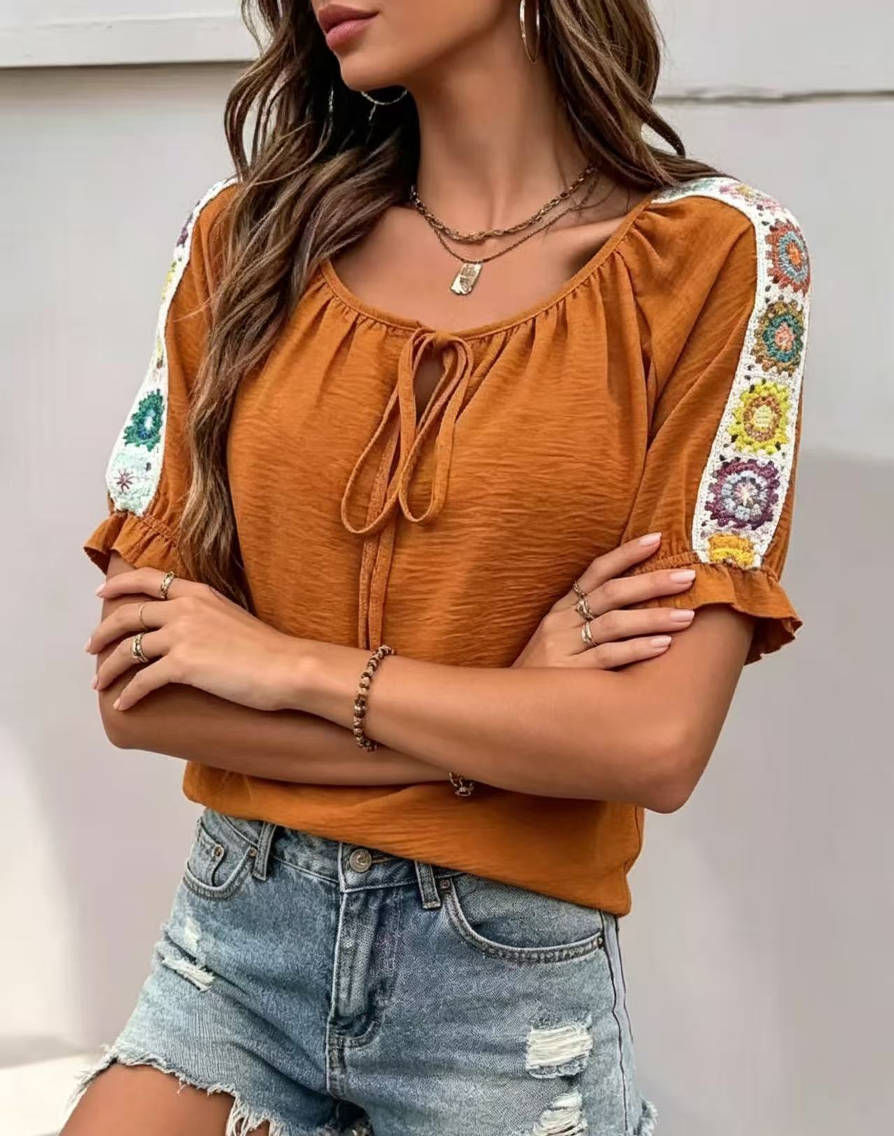 Chemisier Bohème Femme à Nœud  - Tie Front Shirt avis et prix