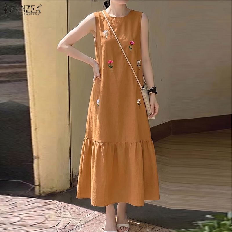 ZANZEA – robe décontractée san - Sundress Midi Floral avis et prix