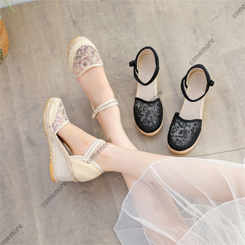 Sandales compensées en dentell - Espadrille Sandal Women avis et prix